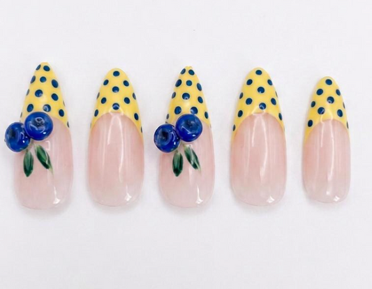 Blueberry Picnic French Tips 🫐💛